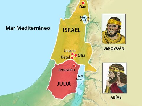 Abías y su ejército capturaron los pueblos alrededor de las ciudades de Betel, Jeshanah  y Efrón y los pueblos cercanos. Ellos estuvieron bajo el control de Abías por el resto de su reinado. – Número de diapositiva 19