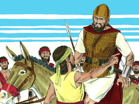 Jeroboam astutamente había mandado algunas de sus tropas rodeando detrás de Judá para poner una emboscada. El Rey Abías y sus soldados no solo eran superados en número, sino que también estaban atrapados. Ellos estaban apunto de ser atacados por el frente y por la retaguardia. – Número de diapositiva 14