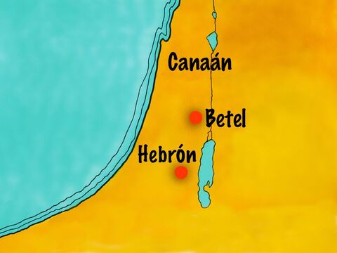 Abram se mudó al oeste de donde Lot se había establecido en un área llamada Hebrón. – Número de diapositiva 12