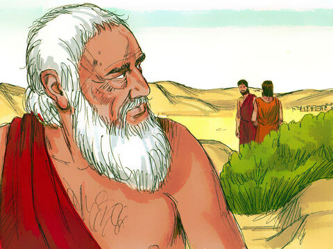 Dos de los hombres comenzaron a caminar hacia Sodoma. Abraham estaba preocupado porque sabía que su sobrino Lot y su familia vivían en Sodoma. – Número de diapositiva 11