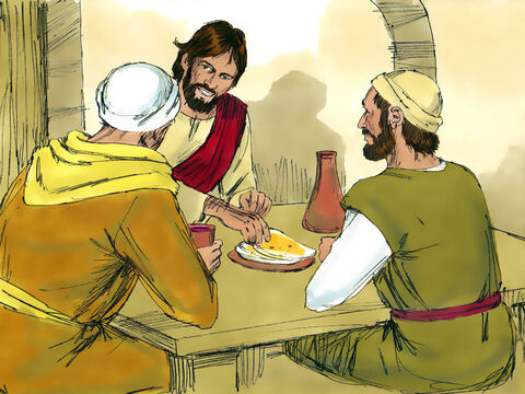 Así que siguieron a Jesús hasta el lugar donde se hospedaba y hablaron con él desde las cuatro de la tarde hasta la noche. Uno de los hombres era Andrés, hermano de Simón (más tarde llamado Pedro). – Número de diapositiva 4
