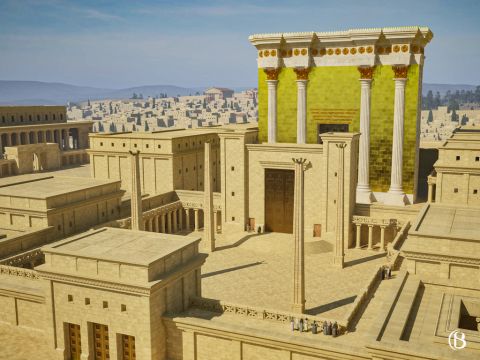 Los judíos que entraban al templo, al Atrio de los Gentiles, pasaban por el Soreg para entrar al Atrio de las Mujeres (también conocido como el “Atrio Medio”). El Atrio de las Mujeres se llamaba así porque era el punto más alejado al que se les permitía a las mujeres entrar en el recinto del Templo. – Número de diapositiva 1