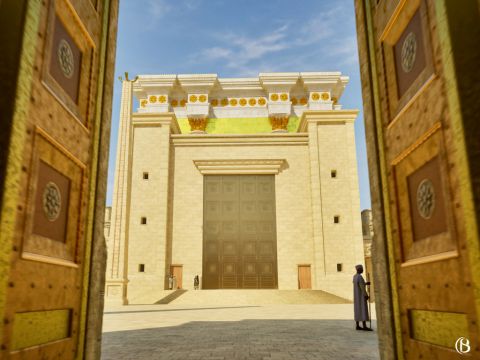 Los judíos atravesaban la puerta exterior y luego una puerta interior para llegar al Patio de las Mujeres. El Patio de las Mujeres era considerado más sagrado que la superficie de la terraza que lo rodeaba. – Número de diapositiva 3