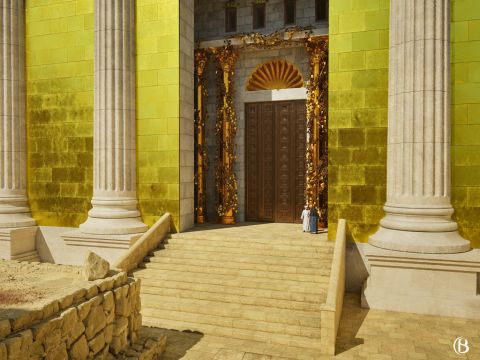 El pórtico tenía una enredadera dorada colocada sobre pilares dorados. – Número de diapositiva 7