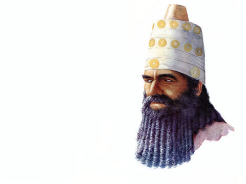 Dibujo del rey asirio Senaquerib, realizado por Pam Masco. – Número de diapositiva 7