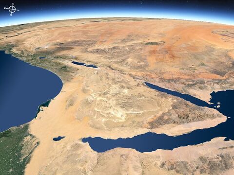 Vista de Oriente Medio desde el suroeste con la península del Sinaí en primer plano. – Número de diapositiva 15