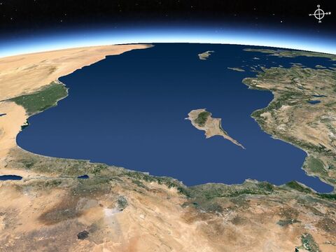 Vista aérea de la costa oriental del Mar Mediterráneo, desde el este mirando hacia el oeste. – Número de diapositiva 17