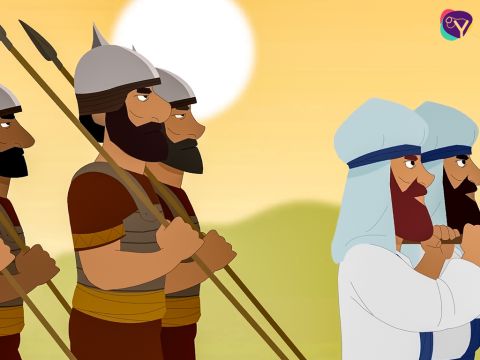 “El séptimo día, marchad alrededor de la ciudad siete veces. Al oír un toque largo de trompeta, dad un grito fuerte. Entonces, la muralla que rodea Jericó caerá y la ciudad será vuestra”. – Número de diapositiva 6