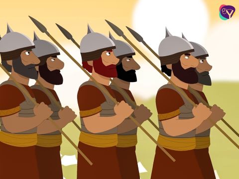 Al día siguiente, Josué se levantó muy temprano por la mañana para reunir a los sacerdotes y a los soldados. – Número de diapositiva 14