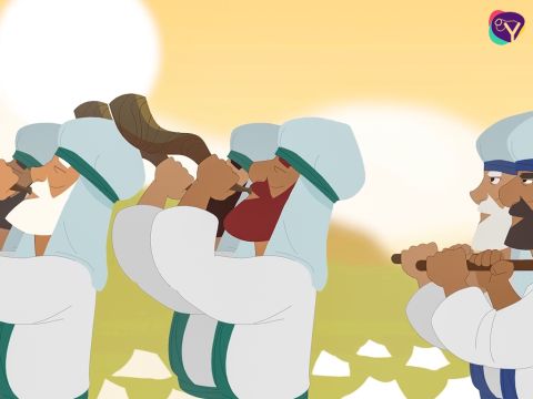 Cuando terminaron, regresaron a su campamento.<br/>Al tercer día hicieron lo mismo. – Número de diapositiva 16