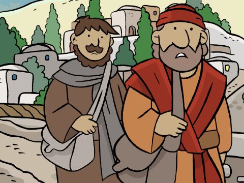 Después de la muerte de Jesús y su resurrección, mientras sus discípulos permanecían en Jerusalén, dos de sus seguidores caminaban hacia la aldea cercana a Emaús. – Número de diapositiva 1