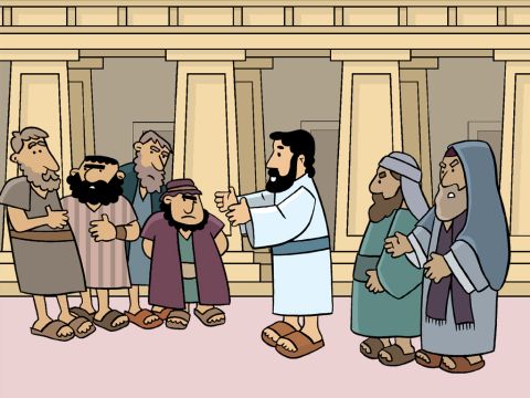 Personas que habían hecho cosas malas en sus vidas se agolpaban alrededor de Jesús para escucharlo. Algunos que se creían buenos murmuraban: “Jesús recibe a quienes desobedecen a Dios y come con ellos”. Así que Jesús les contó esta historia. – Número de diapositiva 1