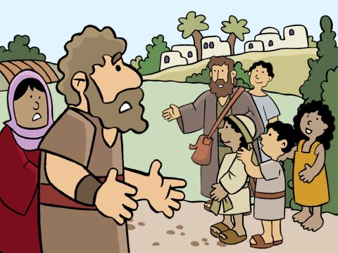 Fue solo más tarde, cuando se detuvieron para pasar la noche, que María y José comenzaron a buscar a Jesús. No estaba con los demás miembros de su familia. No estaba con sus amigos. No estaba jugando con los otros niños. ¿Dónde estaba? Después de preguntar a todos, se dieron cuenta de que Jesús debía estar de vuelta en Jerusalén.<br/>Se sintieron muy disgustados y partieron inmediatamente de regreso a Jerusalén para encontrarlo. – Número de diapositiva 8