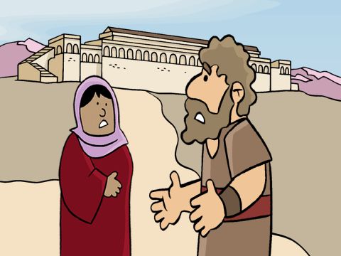 Después de mucho viaje, llegaron a Jerusalén; pero Jesús no estaba fuera de la ciudad ni junto a ninguna de las puertas. – Número de diapositiva 9