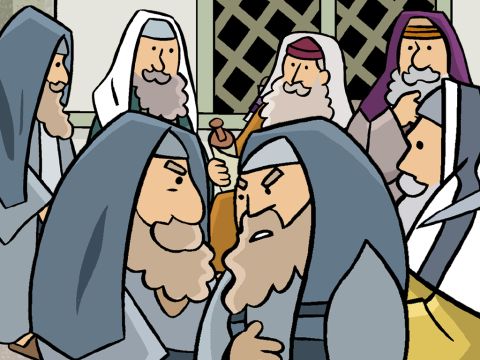 En los límites del patio había áreas cubiertas donde los maestros del Templo se reunían para leer y explicar las leyes de Dios. Había muchos adultos reunidos para escuchar a los maestros. – Número de diapositiva 14