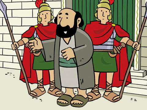 Mientras Pablo estaba en Jerusalén, una turba lo apresó y le habría causado un gran daño si una patrulla romana no hubiera venido en su rescate. – Número de diapositiva 1