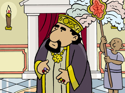 Unos días más tarde, el rey Agripa llegó a Cesarea para visitar a Festo. Festo ordenó a Pablo que se presentara ante el rey Agripa. – Número de diapositiva 4