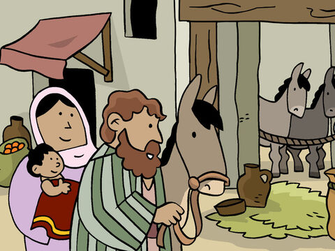 Casi al mismo tiempo, José, María y el Niño Jesús llegaron a Jerusalén. – Número de diapositiva 5