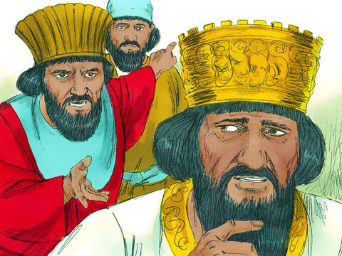 Cuando el rey escuchó esto, se enojó y trató hasta el atardecer de encontrar alguna manera de rescatar a Daniel. Pero las leyes de los medos y los persas no se podían cambiar. – Número de diapositiva 9