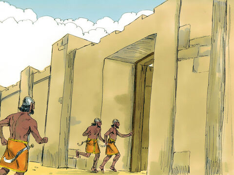 Cuando los amonitas se dieron cuenta de que los arameos estaban huyendo, huyeron y regresaron al interior de la ciudad. – Número de diapositiva 10