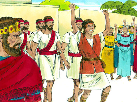 David se quedó con las armas de Goliat y regresó triunfante como un héroe. – Número de diapositiva 20