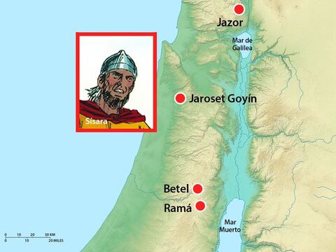 El comandante del ejército del rey Jabín era Sísara, que vivía en Haroset-goim. – Número de diapositiva 5