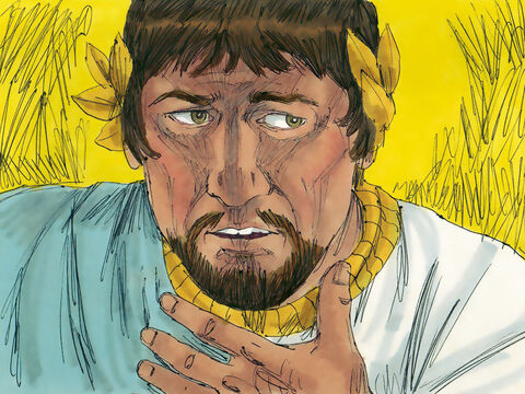 El rey Herodes, el gobernante de Galilea, se enteró de los milagros que estaban ocurriendo y se asustó de que Juan el Bautista hubiera vuelto a la vida. – Número de diapositiva 23