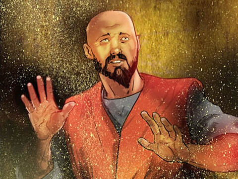 Pero Pablo le gritó: “¡Detente! ¡No te mates! ¡Todos estamos aqui!”<br/>El carcelero pidió luces, corrió al calabozo y cayó temblando delante de Pablo y Silas. Luego los sacó y preguntó: “Señores, ¿qué debo hacer para ser salvo?”<br/>Ellos respondieron: “Cree en el Señor Jesús y serás salvo, junto con todos los de tu casa”. Pablo y Silas compartieron la palabra del Señor con él y su familia. – Número de diapositiva 9