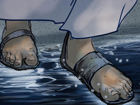 Como a las tres de la mañana, Jesús se acercó a ellos caminando sobre el agua. – Número de diapositiva 4