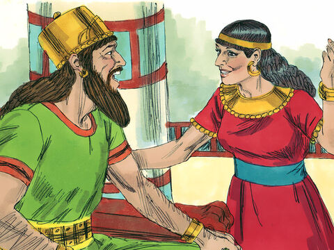 El rey Acab y la reina Jezabel gobernaron el Reino del Norte de Israel. Ellos animaron a la gente a adorar a dioses falsos. – Número de diapositiva 1