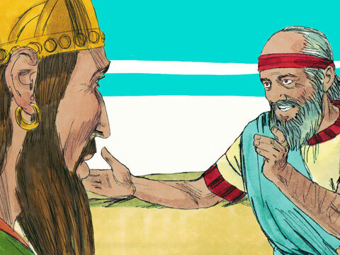 Abdías se apresuró a buscar al rey Acab y le dijo que había encontrado a Elías. – Número de diapositiva 7