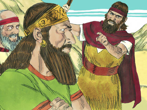 Cuando el rey vio a Elías, lo acusó de ser un alborotador. Elías respondió: “Yo no he causado problemas, sino que tú y tu familia lo han hecho al abandonar los mandamientos del Señor y adorar a Baal”. – Número de diapositiva 8