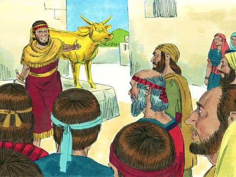 Así que el rey Acab envió mensajeros por toda la tierra para decirles a todos que se reunieran en el monte Carmelo. También fueron convocados los 450 profetas de Baal y los 400 profetas del dios falso Asera. – Número de diapositiva 10