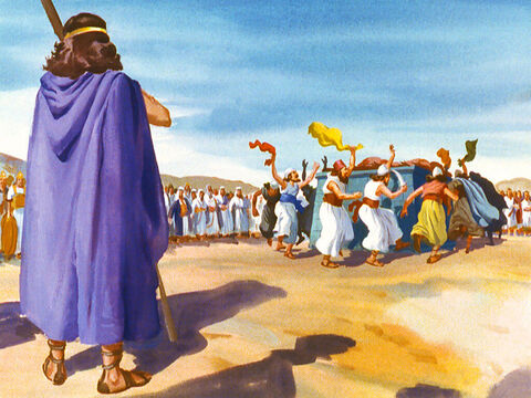 Elías estuvo de pie mientras los profetas de Baal preparaban su sacrificio e invocaban a su dios desde la mañana hasta el mediodía. – Número de diapositiva 28