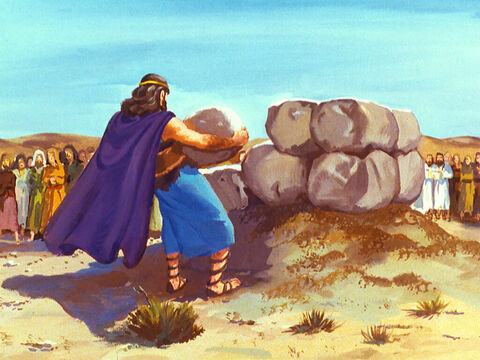 Primero, Elías tomó doce piedras y reconstruyó un altar destruído del Señor. – Número de diapositiva 33