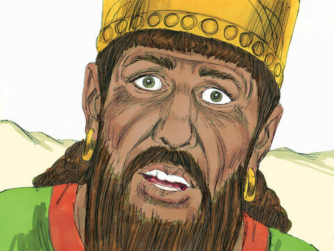 El rey Acab buscó por todas partes para encontrar a Elías, pero no pudo encontrarlo. Elías estaba escondido en el barranco de Querit, donde bebió agua de un arroyo y los cuervos le llevaron comida. – Número de diapositiva 2