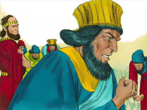 Hamán salió del palacio de buen humor, pero cuando vio que Mardoqueo no se había inclinado en reverencia ni había mostrado respeto por él, se enfureció. – Número de diapositiva 12