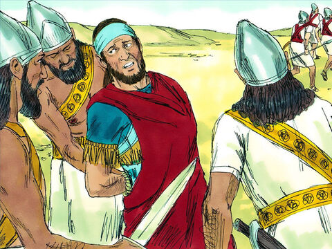 pero los babilonios los persiguieron y los capturaron en el valle del Jordán. El rey Sedequías fue capturado cerca de Jericó. Y sus hombres desertaron y corrieron huyendo. – Número de diapositiva 9