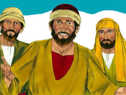 Jesús preguntó a Felipe: “Felipe, ¿dónde compraremos pan para que coma toda esta gente?” Felipe le dijo: “¡Comprar tanto pan nos costaría mucho dinero!” – Número de diapositiva 6