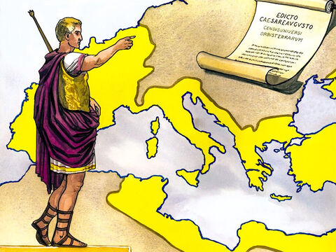 Por aquel tiempo, el emperador Augusto ordenó que se hiciera un censo de todo el mundo. Este primer censo fue hecho siendo Quirinio gobernador de Siria. – Número de diapositiva 1