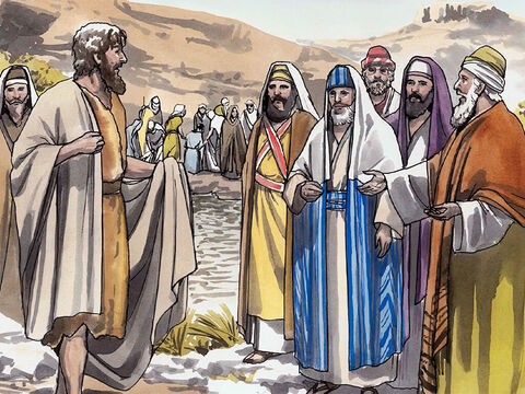 Pero cuando Juan vio que muchos fariseos y saduceos iban a que los bautizara, les dijo:  "¡Raza de víboras! ¿Quién les ha dicho a ustedes que van a librarse del terrible castigo que se acerca? – Número de diapositiva 6