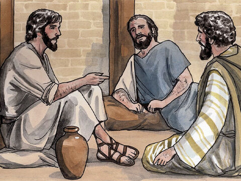 Jesús les contestó: Vengan a verlo<br/>Fueron, pues, y vieron dónde vivía, y pasaron con él el resto del día, porque ya eran como las cuatro de la tarde. – Número de diapositiva 3