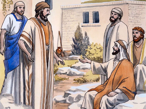 Cuando Jesús vio acercarse a Natanael, dijo:<br/>Aquí viene un verdadero israelita, en quien no hay engaño.<br/>Natanael le preguntó:<br/>¿Cómo es que me conoces? – Número de diapositiva 8