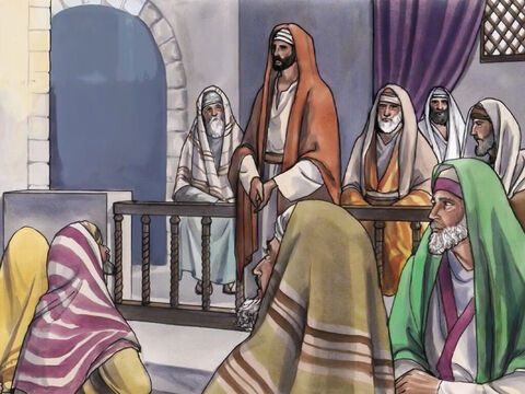 Otro sábado, Jesús entró en la sinagoga y comenzó a enseñar. – Número de diapositiva 1