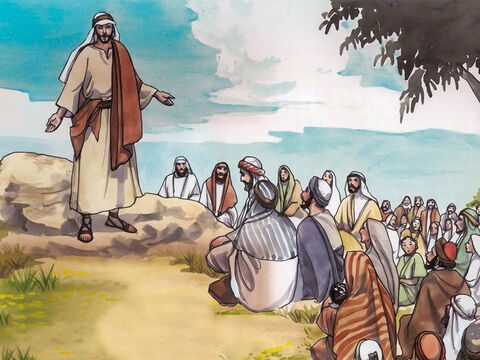 Jesús subió a un monte para enseñar a sus discípulos. – Número de diapositiva 1