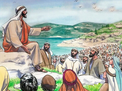 Jesús estaba en una montaña enseñando a sus discípulos. – Número de diapositiva 1