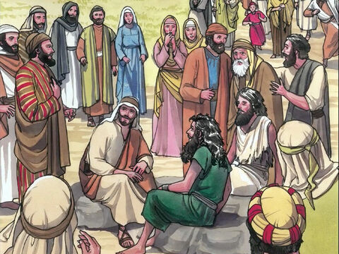 Entonces todos los del pueblo salieron a donde estaba Jesús, y al verlo le rogaron que se fuera de aquellos lugares. – Número de diapositiva 10