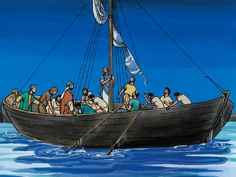 En cuanto subieron a la barca, se calmó el viento. Entonces los que estaban en la barca se pusieron de rodillas delante de Jesús, y le dijeron: “¡En verdad tú eres el Hijo de Dios!” – Número de diapositiva 10