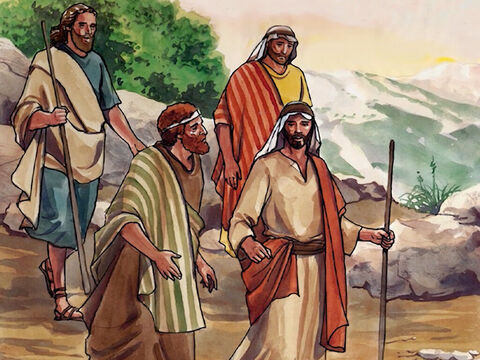 Unos ocho días después de esta conversación, Jesús subió a un cerro a orar, acompañado de Pedro, Santiago y Juan – Número de diapositiva 1