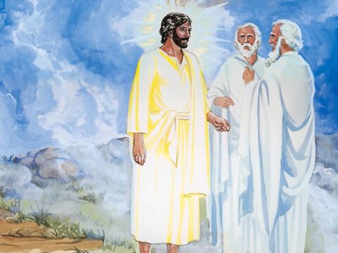 ... y vieron la gloria de Jesús y a los dos hombres que estaban con él. – Número de diapositiva 4
